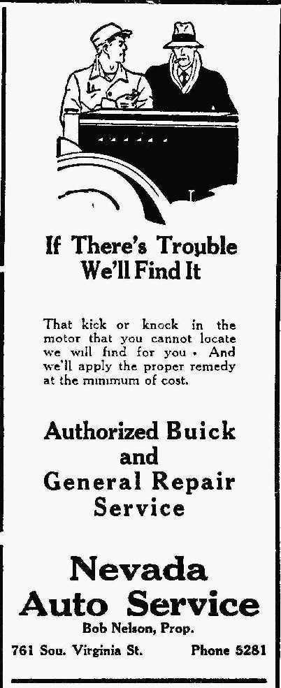 Nevada Auto Service ad, 1932